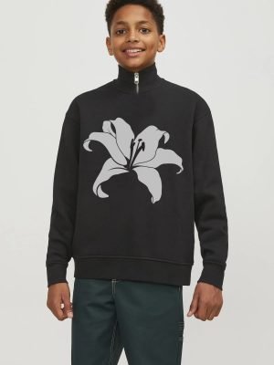 Comverses Men’s White Giant Lily Sweater with Zip