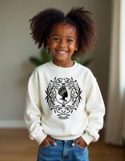 Comverses Girl’s Black Royal Crest White Full Sweater