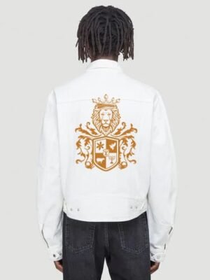 Comverses Orange Men’s Black Crest Denim Jacket