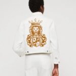 Comverses Boys’ Orange Royal Crest White Denim Jacket
