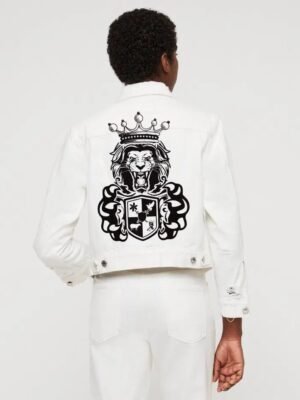 Comverses Boys’ Black Royal Crest White Denim Jacket