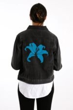 Comverses Women's Cyan Blue Giant Lily Denim Jacket