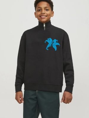Comverses Men’s Cyan Blue Giant Lily Sweater with Zip