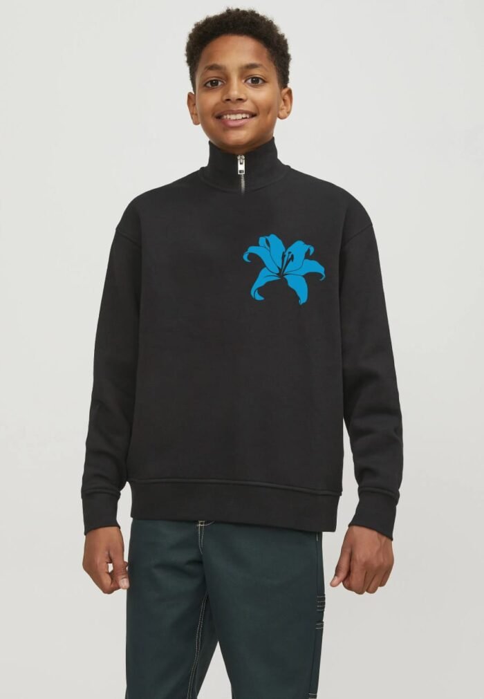 Comverses Men’s Cyan Blue Giant Lily Sweater with Zip