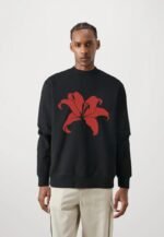 Comverses Men’s Cyan Blue White Red Giant Lily Black Full Sweater
