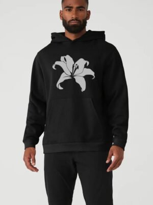 Comverses Men White Giant Lily Hoodie Black