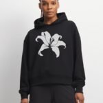 Comverses Women White Giant Lily Hoodie Black