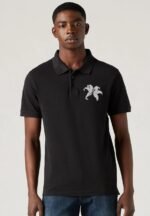 Comverses Mens White Giant Lily Black Short Sleeves Black