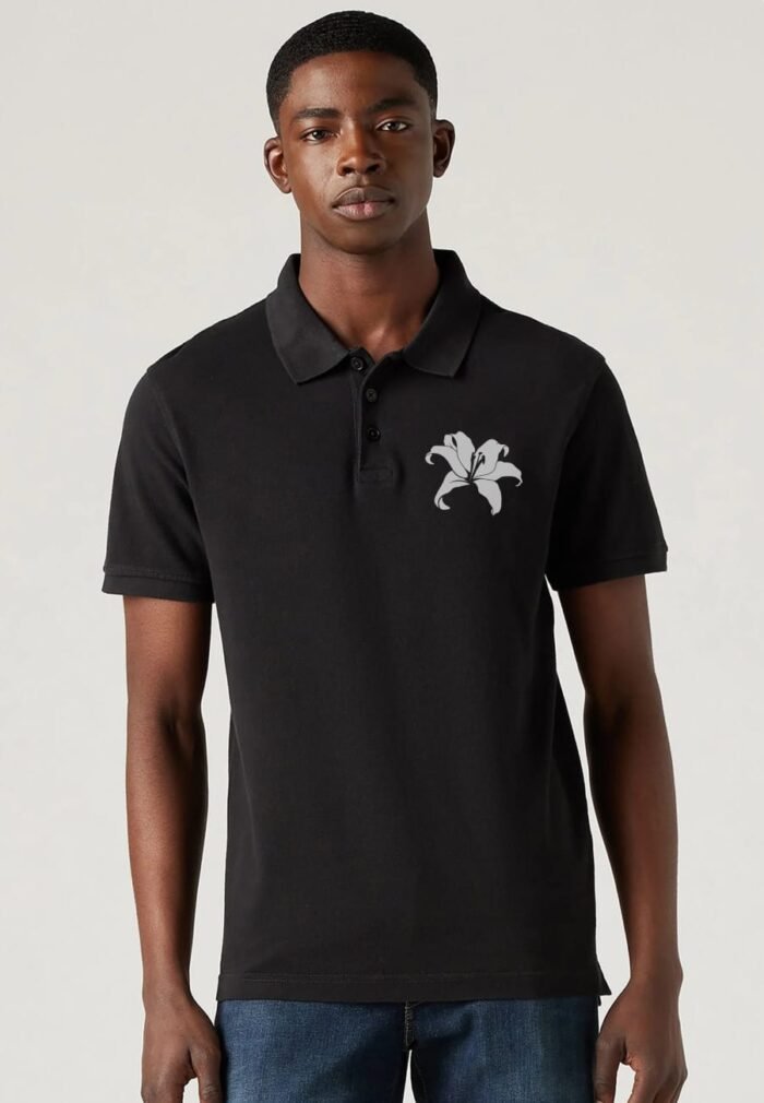 Comverses Mens White Giant Lily Black Short Sleeves Black