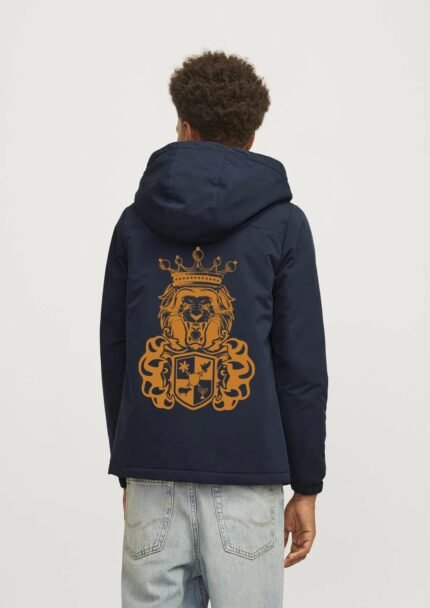 Comverses Men’s Orange Royal Crest Removable Hood Parka