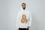 Comverses Men Orange Royal Crest Design Hoodie