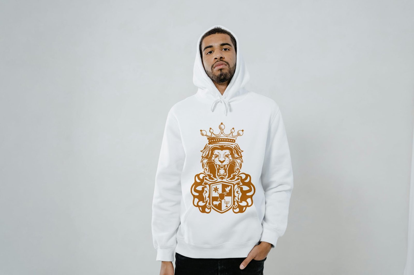 Comverses Men Orange Royal Crest Design Hoodie Comverses Men Orange Royal Crest Design Hoodie