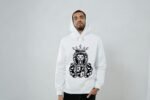 Comverses Men Black Royal Crest Design Hoodie