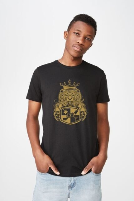 Comverses Men's Gold Royal Crest Black T Shirt