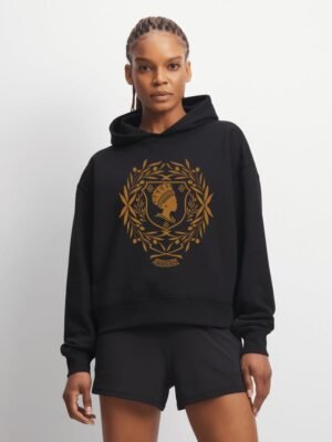 Comverses Womens Orange Crest Black Hoodie