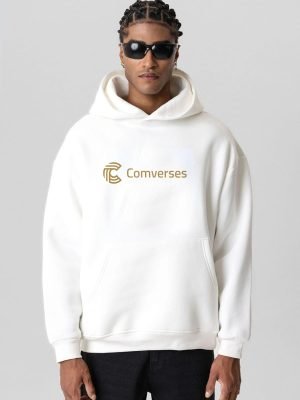 Comverses Mens Design White Hoodie