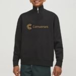 Comverses Men Design Black Sweater With Zip