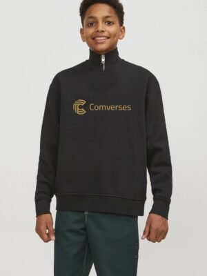 Comverses Men Design Black Sweater With Zip