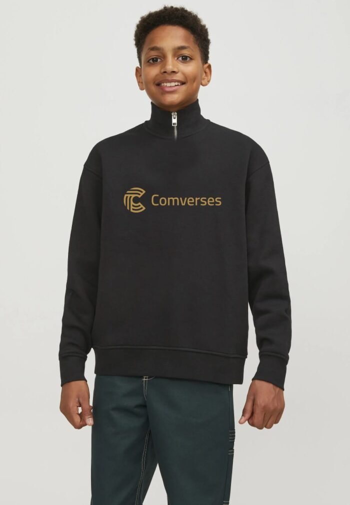 Comverses Men Design Black Sweater With Zip