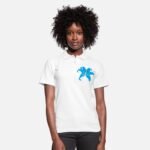 Comverses Girls Cyan Blue Giant Lily Flower White Short Sleeves