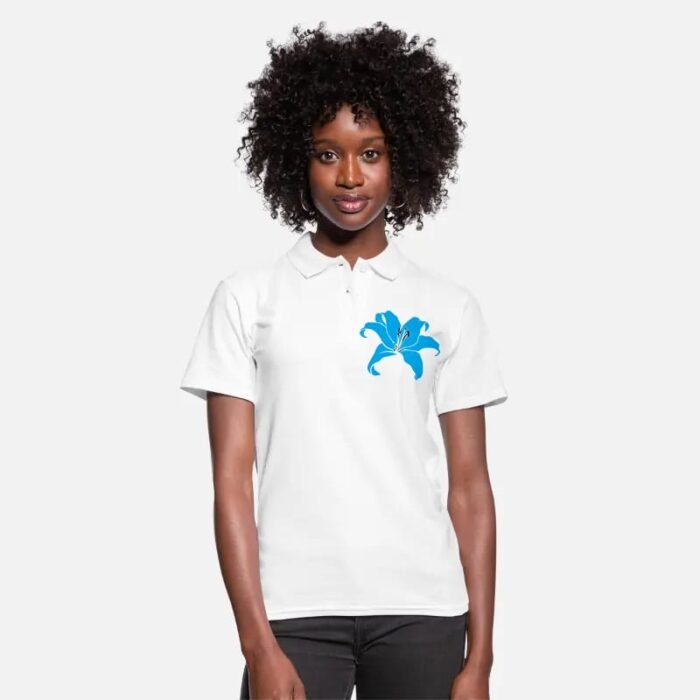 Comverses Girls Cyan Blue Giant Lily Flower White Short Sleeves