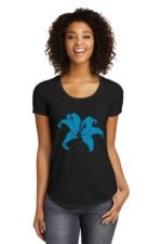 Comverses Girl’s Cyan Blue Giant Lily Black T-shirt