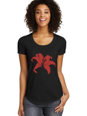 Comverses Girl’s Red Giant Lily Black T-shirt
