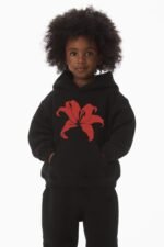 Comverses Kids Red Giant Lily Black Hoodie