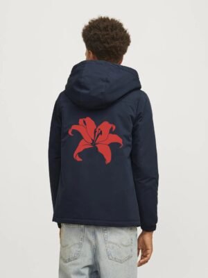 Comverses Men’s Red Giant Lily Removable Hood Parka