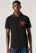 Comverses Mens Red Giant Lily Black Short Sleeves Black