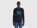 Comverses Men’s Cyan Blue Giant Lily Black Full Sleeve Shirt