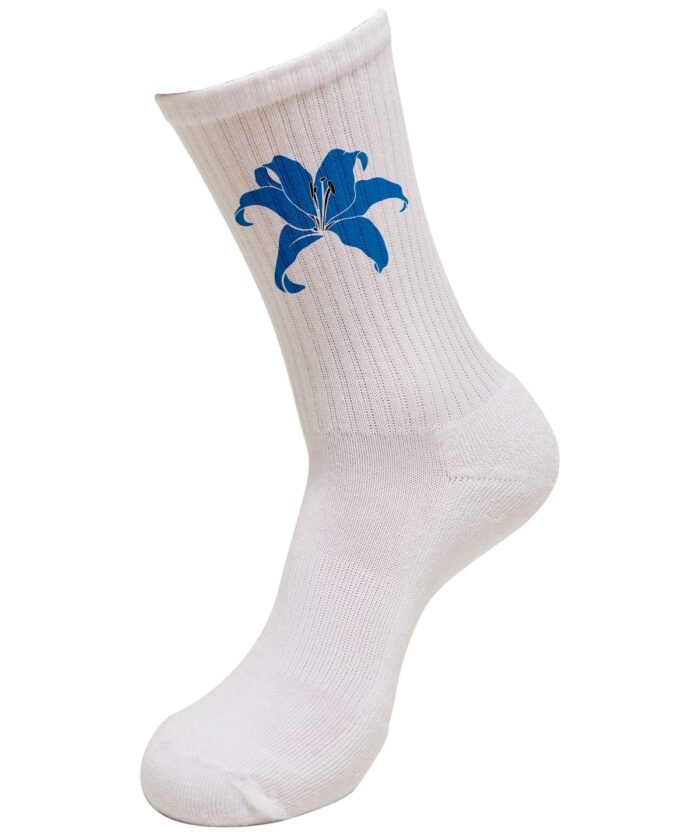 Comverses Cyan Blue Giant Lily White Socks