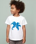 Comverses Boy’s Cyan Blue Giant Lily White T-shirt