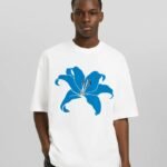 Comverses Men’s Cyan Blue Giant Lily White T-shirt