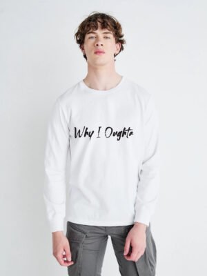 Comverses Men’s Why I Oughta Text Design White Full Sleeve Shirt