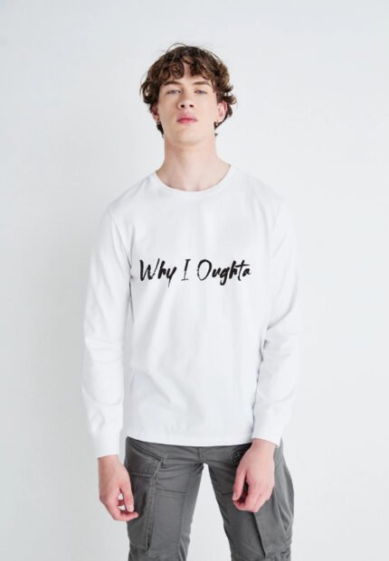 Comverses Men’s Why I Oughta Text Design White Full Sleeve Shirt