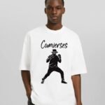 Comverses Mens with Comverses Design White T-Shirt Black Design