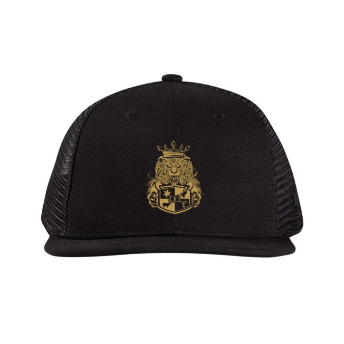 Comverses Gold Royal Crest Design Black Hat