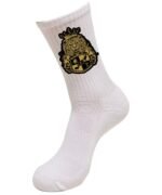Comverses Gold Royal Crest Design White Socks