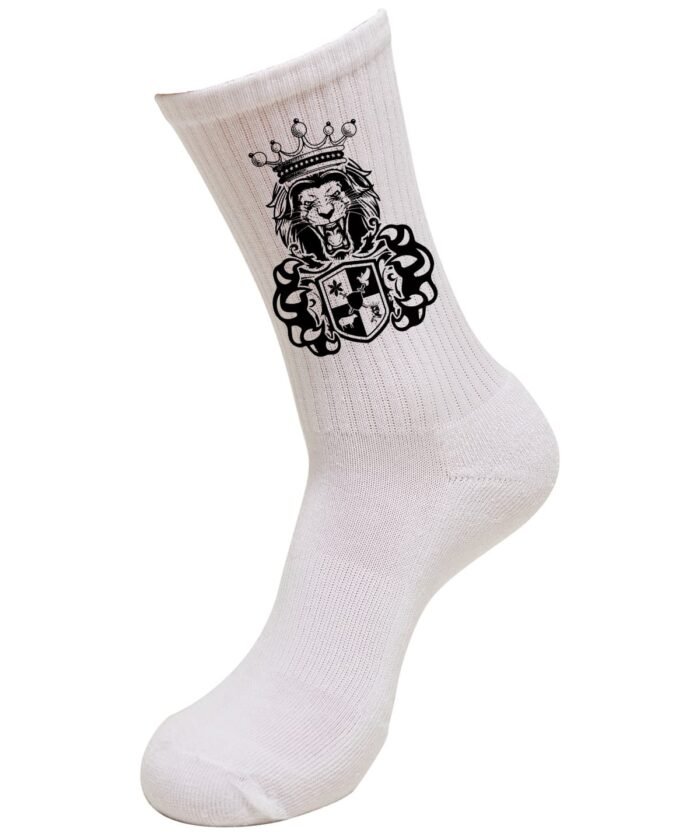 Comverses Black Royal Crest Design White Socks