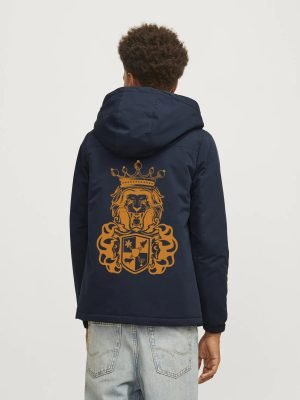 Comverses Men’s Orange Royal Crest Removable Hood Parka
