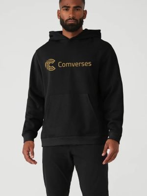 Comverses Mens Design Black Hoodie